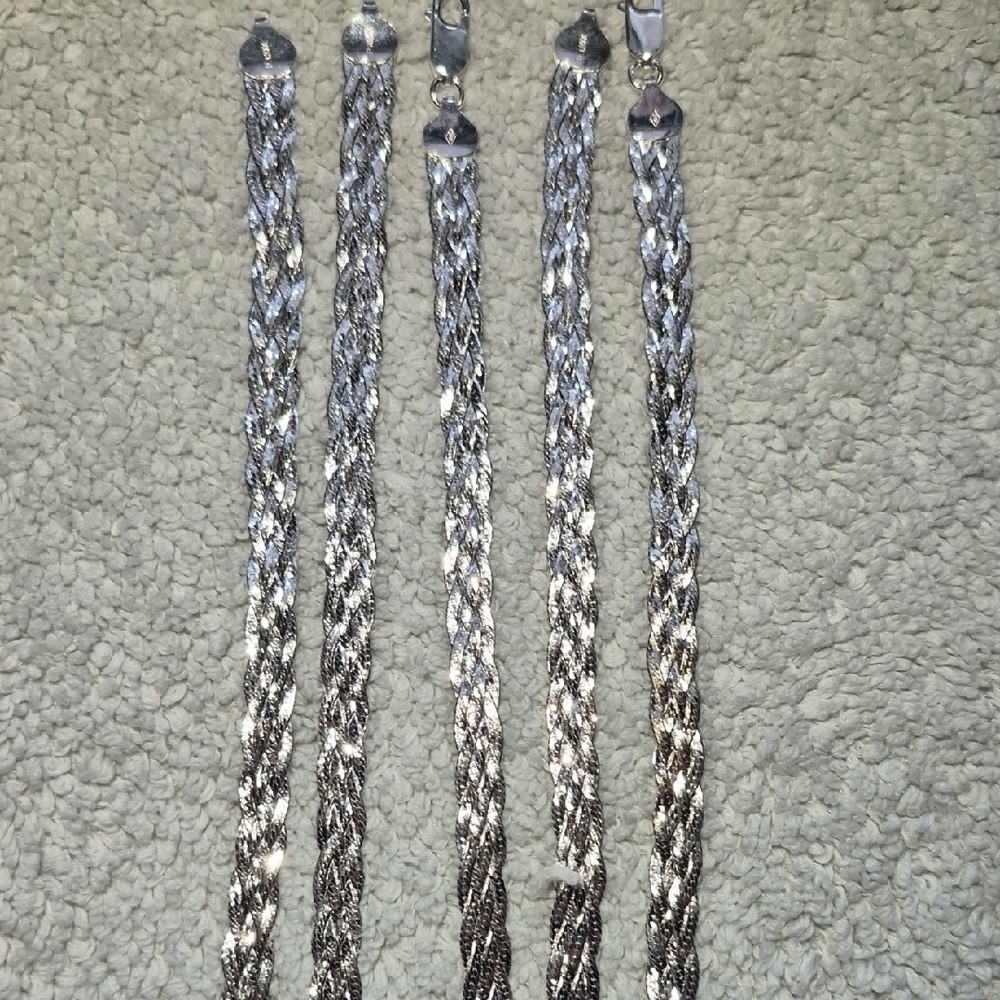 Silver Braided Bracelets Set